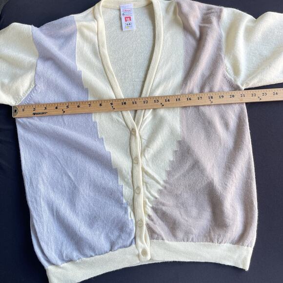 St. Michael Men Cardigan Sweater Size 44 Lambswool Button Up Long Sleeve Grandpa - Picture 6 of 9